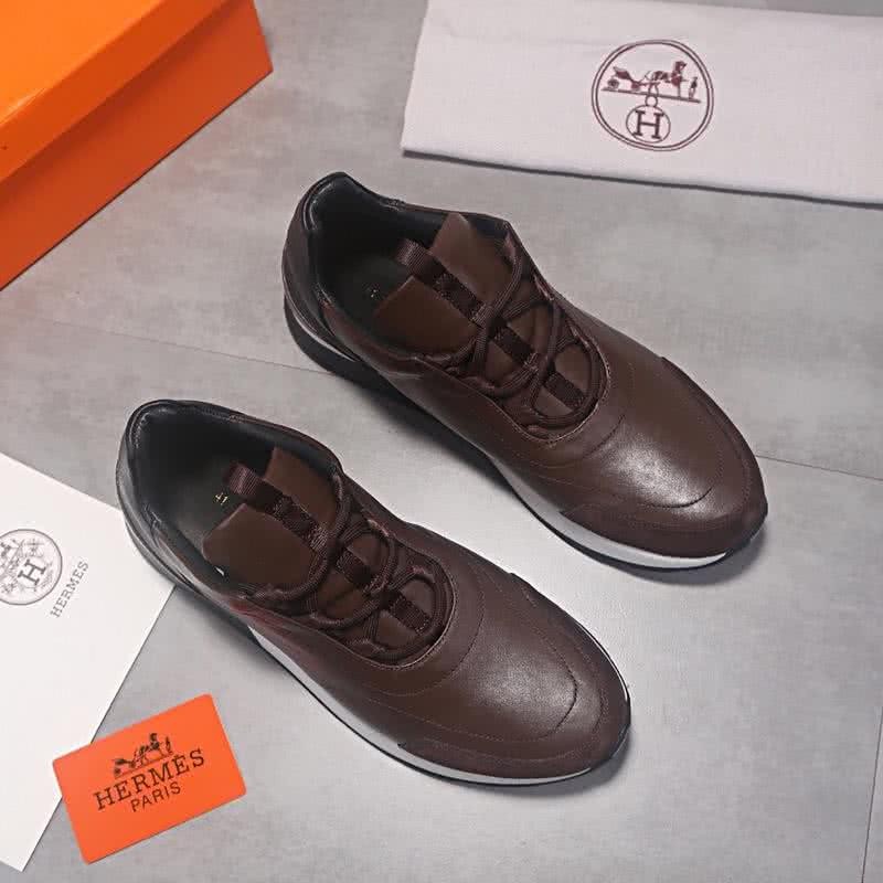 Hermes Fashion Comfortable Sports Shoes Cowhide Brown Men 5