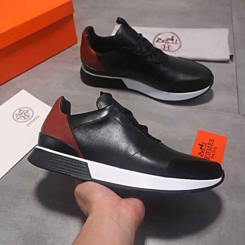 Hermes Fashion Comfortable Sports Shoes Cowhide Black Men 5