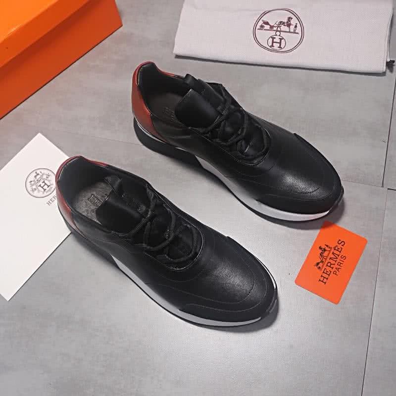 Hermes Fashion Comfortable Sports Shoes Cowhide Black Men 1