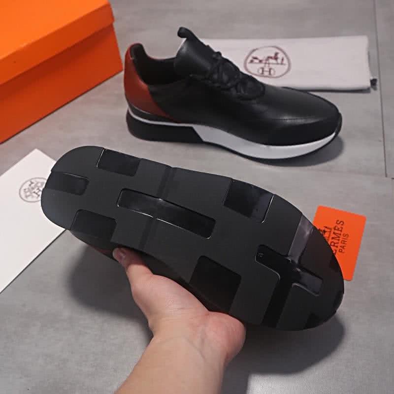 Hermes Fashion Comfortable Sports Shoes Cowhide Black Men 8