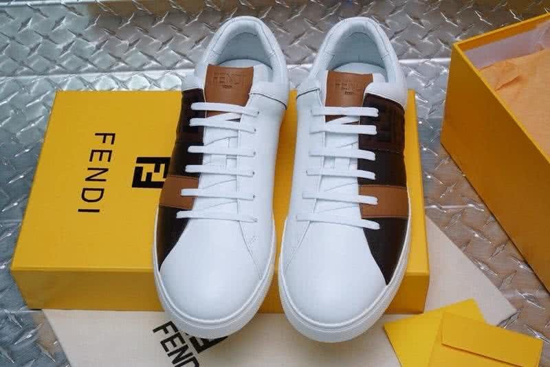 Fendi Sneakers Calf Leather Black White Brown Upper TPU Sole Men 1