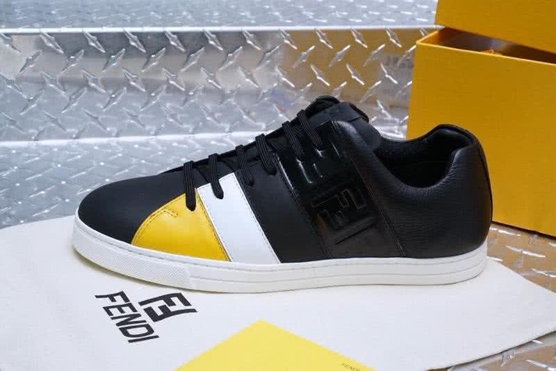 Fendi Sneakers Calf Leather Black White Yellow Upper White TPU Sole Men 2
