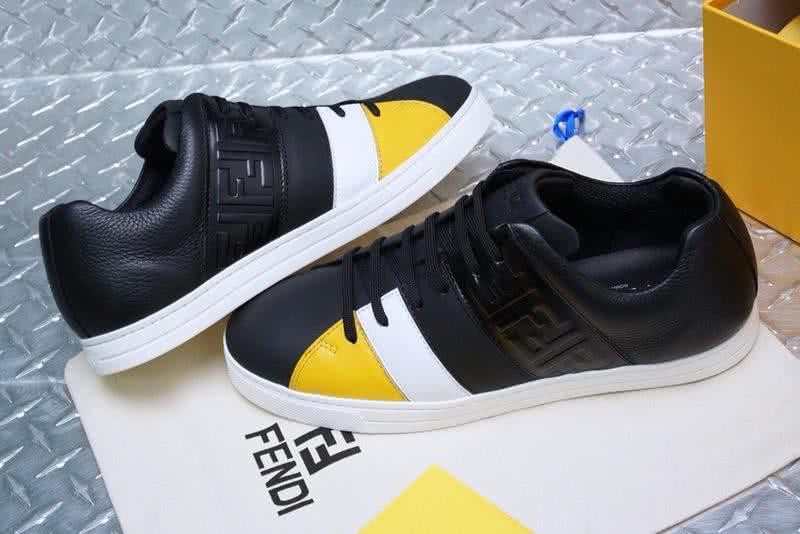 Fendi Sneakers Calf Leather Black White Yellow Upper White TPU Sole Men 3