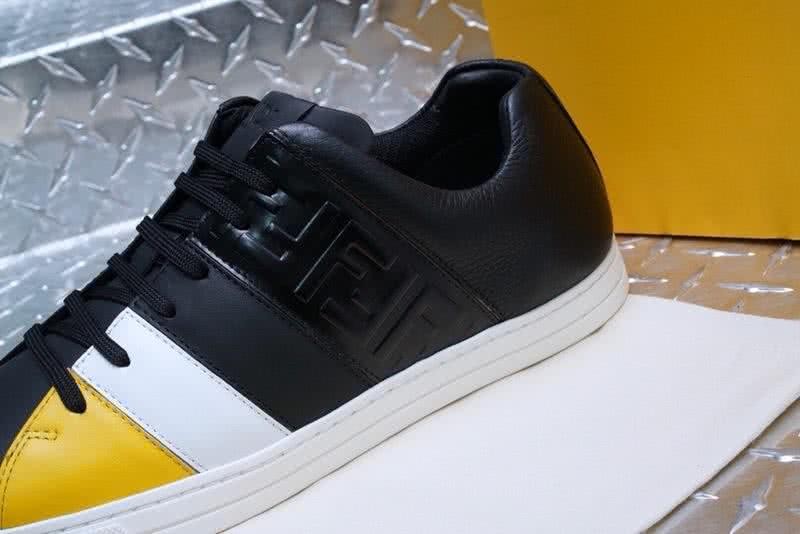 Fendi Sneakers Calf Leather Black White Yellow Upper White TPU Sole Men 4