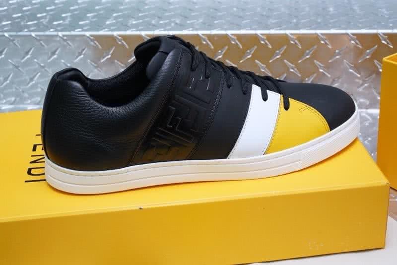Fendi Sneakers Calf Leather Black White Yellow Upper White TPU Sole Men 5