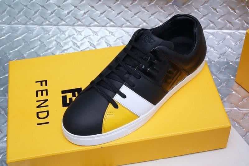 Fendi Sneakers Calf Leather Black White Yellow Upper White TPU Sole Men 1