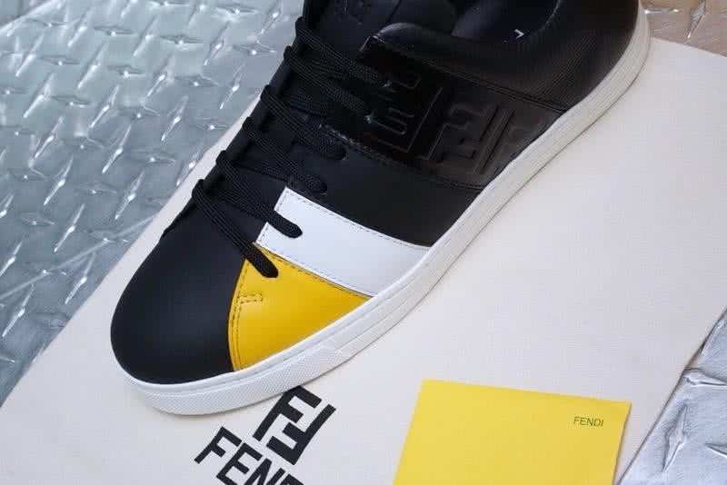 Fendi Sneakers Calf Leather Black White Yellow Upper White TPU Sole Men 8