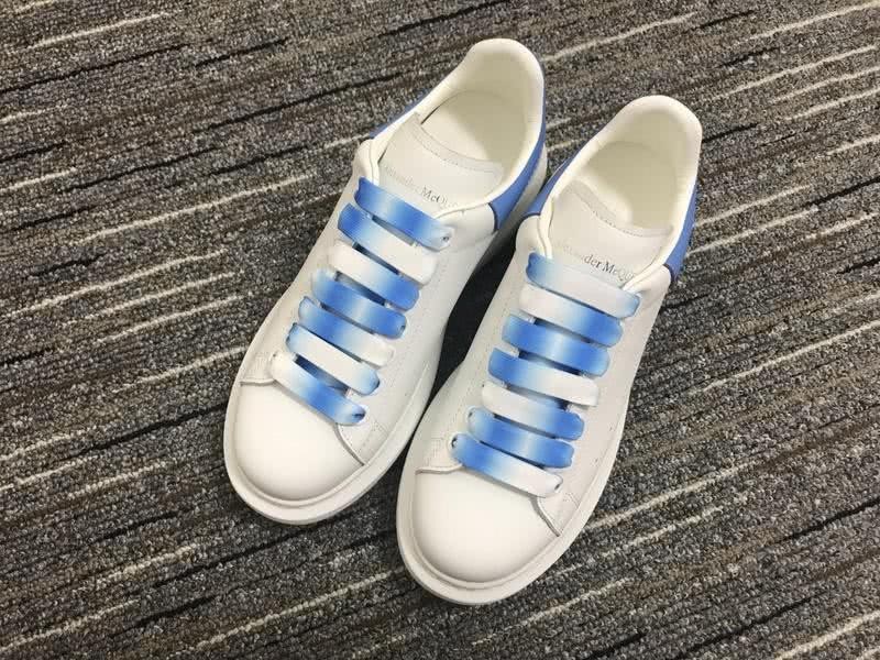 Alexander McQueen Shoes Blue laether upper and Gradient slace White shoes Men Women 1