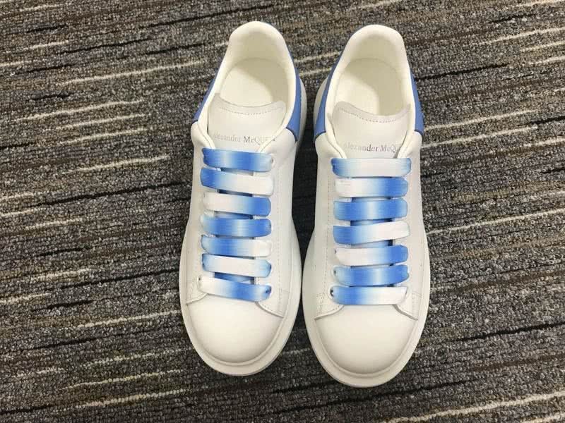 Alexander McQueen Shoes Blue laether upper and Gradient slace White shoes Men Women 4