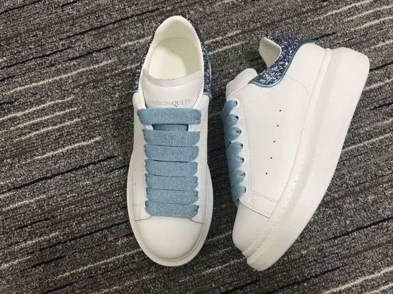 Alexander McQueen Shoes Blue paillette upper and slace White shoes Men Women 1