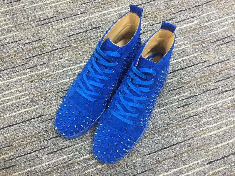 Christian Louboutin Louis Spikes Blue Sneakers Men Women 1