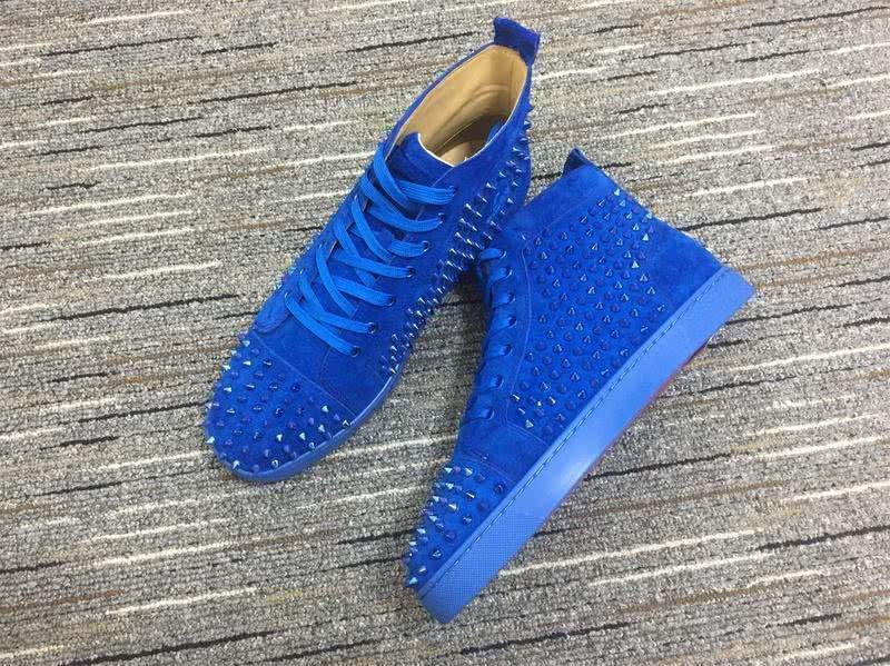 Christian Louboutin Louis Spikes Blue Sneakers Men Women 2
