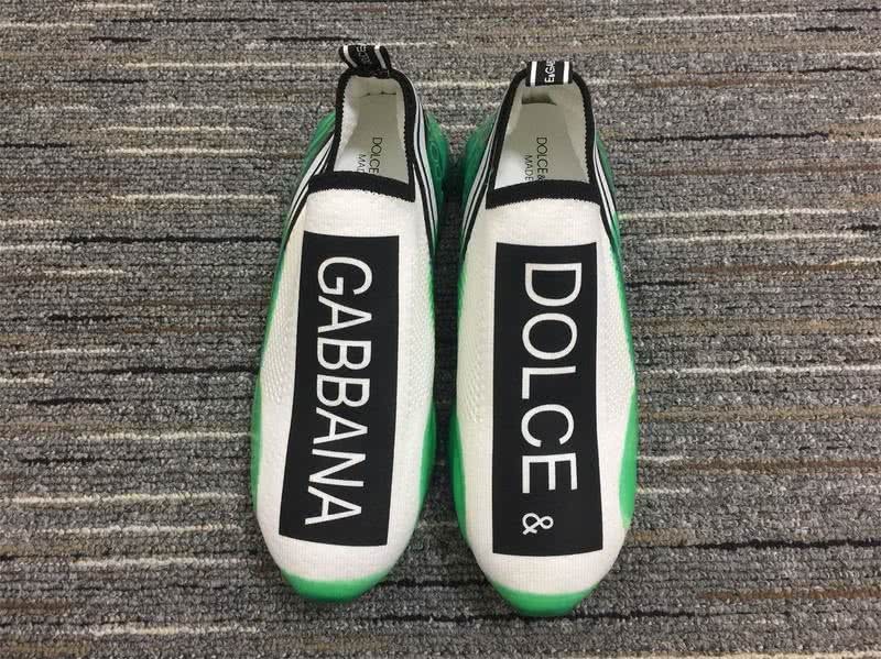 Dolce&Gabbana  3015 Green fluorescent leather sole white cotton grid Black lump with name Women Men 3