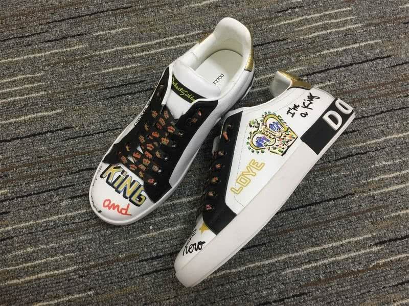 Dolce&Gabbana 3012 white leather Black lace Golden upper Letters  Name behind Men and Women 1