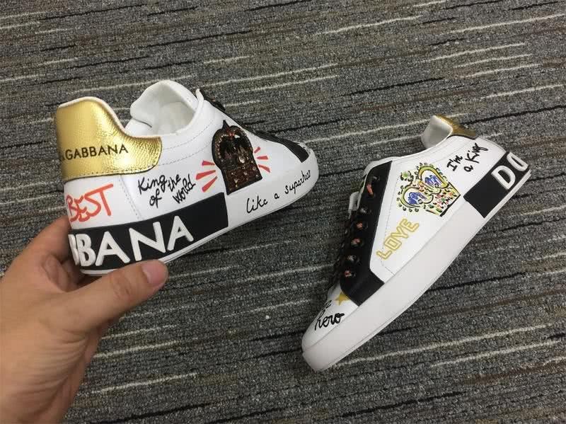 Dolce&Gabbana 3012 white leather Black lace Golden upper Letters  Name behind Men and Women 5