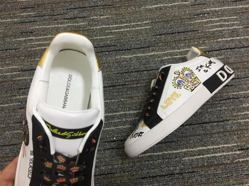 Dolce&Gabbana 3012 white leather Black lace Golden upper Letters  Name behind Men and Women 8