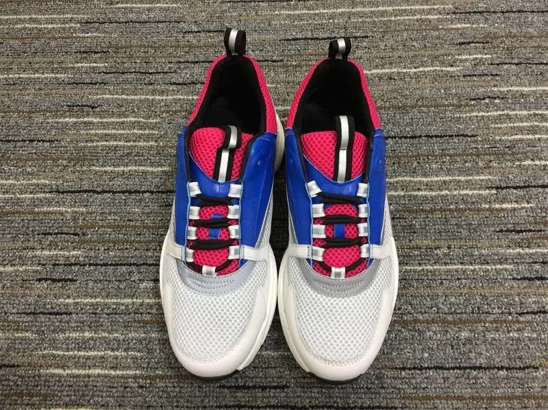 Christian Dior Sneakers 3043  White and Pink Cotton Grid Blue Leather  Men  3