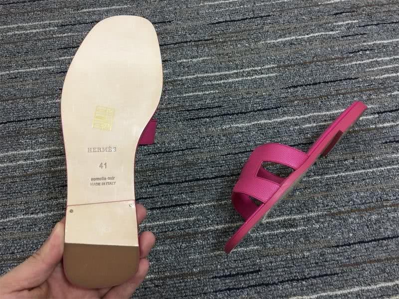 Hermes Slippers Leather Pink Women 7