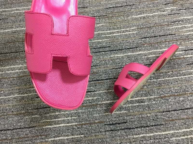 Hermes Slippers Leather Pink Women 8
