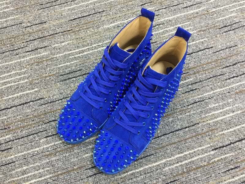 Christian Louboutin Sneakers High Top Suede Rivets Blue Men Women 2