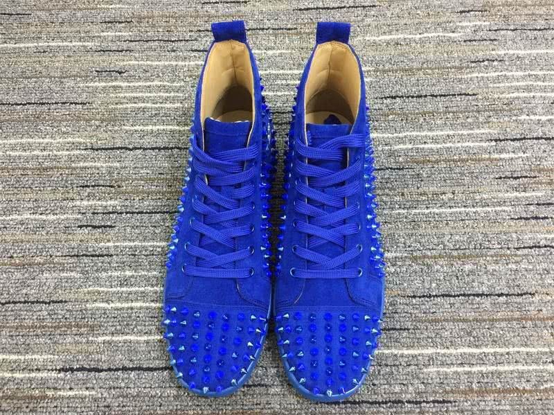 Christian Louboutin Sneakers High Top Suede Rivets Blue Men Women 3