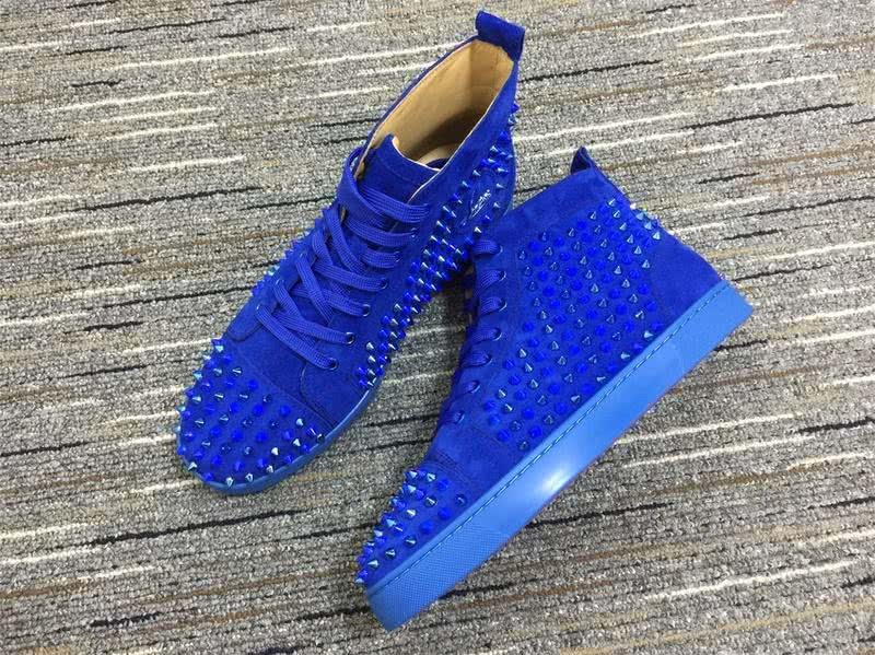 Christian Louboutin Sneakers High Top Suede Rivets Blue Men Women 1
