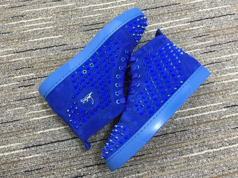 Christian Louboutin Sneakers High Top Suede Rivets Blue Men Women 4