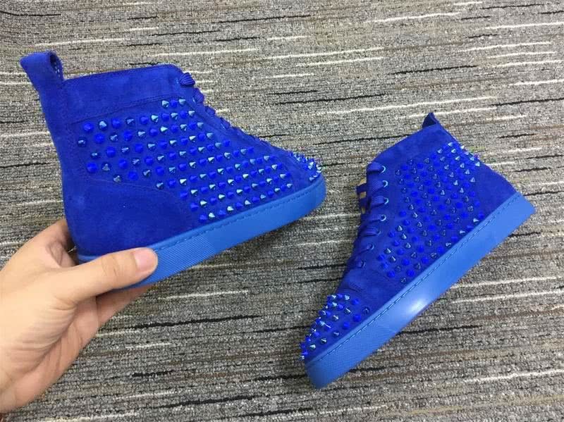 Christian Louboutin Sneakers High Top Suede Rivets Blue Men Women 5