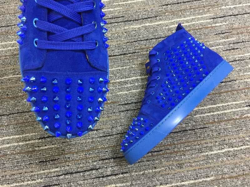 Christian Louboutin Sneakers High Top Suede Rivets Blue Men Women 9