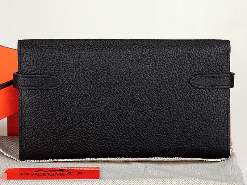 Hermes Dogon Togo Original Leather Kelly Long Wallet Black 2
