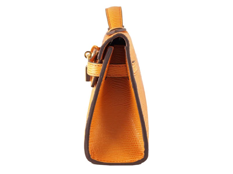 Hermes Kelly Pochette Longue Lizard Leather Orange 3