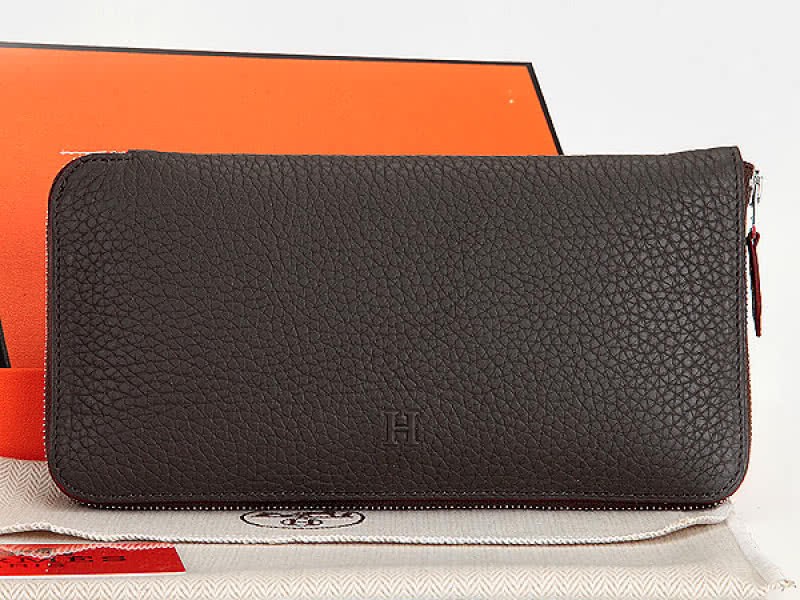 Hermes Zipper Wallet Original Leather Dark Khaki 1