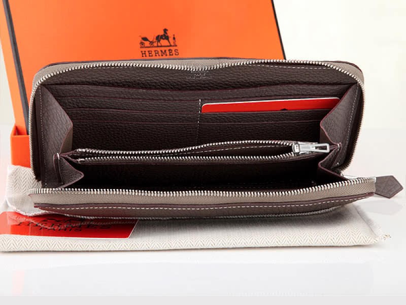 Hermes Zipper Wallet Original Leather Grey 3