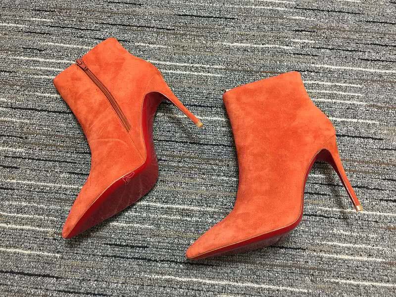 Christian Louboutin Boots High Heels Suede Orange Women 4