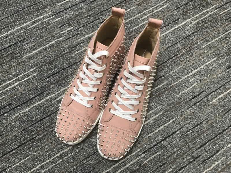Christian Louboutin Sneakers High Top All Rivets Pink Men Women 3