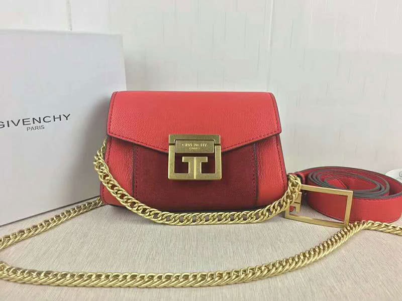 Givenchy Small gv3 Bag In Grained Leather And Suede Red 1