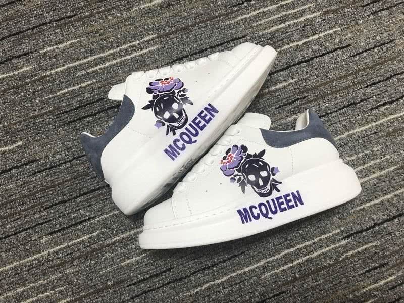 Alexander McQueen Sneakers Leather Skull White Blue Grey Men Women 4