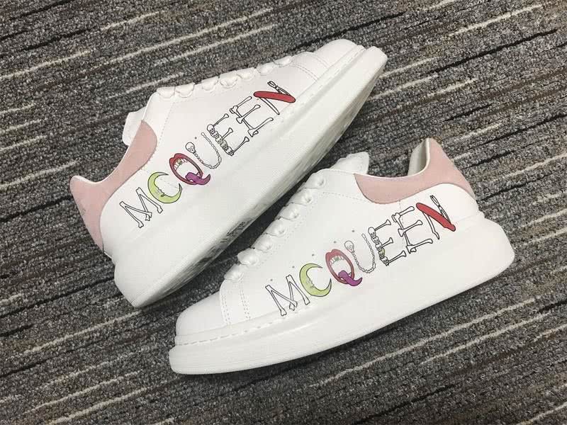 Alexander McQueen Sneakers Leather White Pink Men Women 3