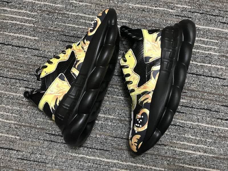 Versace Sneakers High Quality Black Yellow Men Women 3