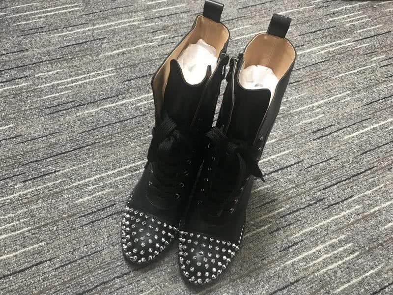 Christian Louboutin Boots Heels Leather Rivets Black Women 6