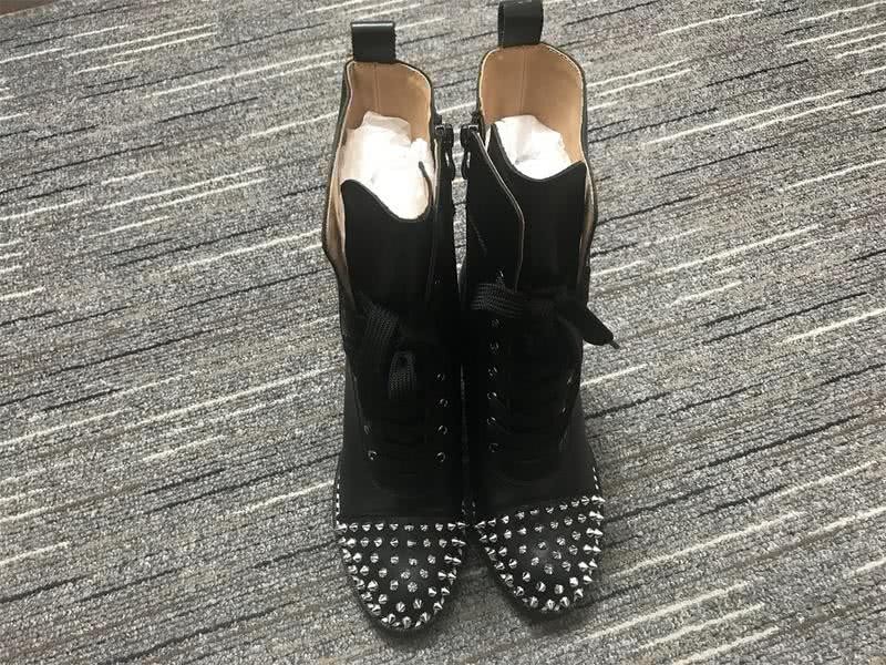 Christian Louboutin Boots Heels Leather Rivets Black Women 7
