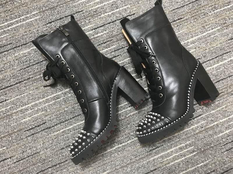 Christian Louboutin Boots Heels Leather Rivets Black Women 8