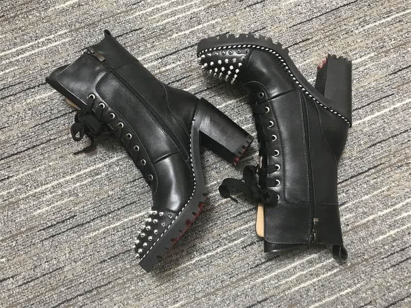 Christian Louboutin Boots Heels Leather Rivets Black Women 9