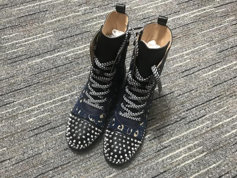 Christian Louboutin Boots Flats Leather Rivets Black Women 4