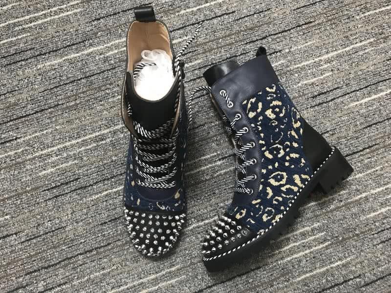 Christian Louboutin Boots Flats Leather Rivets Black Women 6