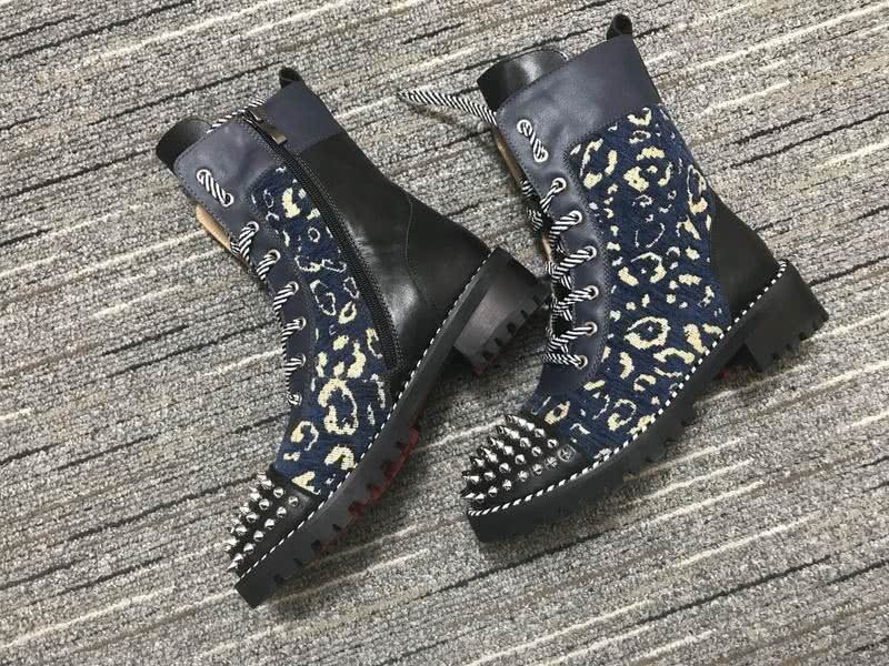 Christian Louboutin Boots Flats Leather Rivets Black Women 7