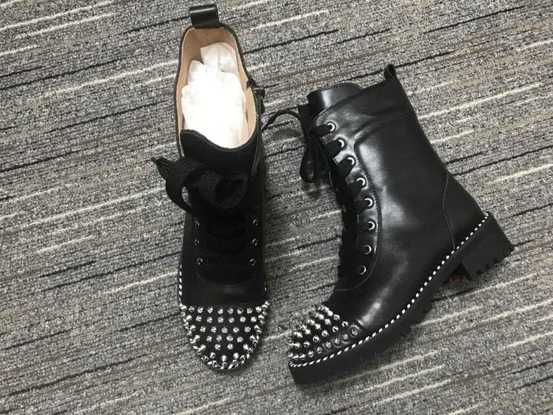 Christian Louboutin Boots Flats Leather Rivets Black Women 1