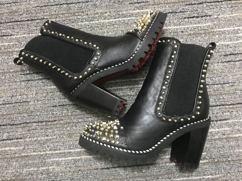 Christian Louboutin Boots Heels Leather Rivets Black Women 4