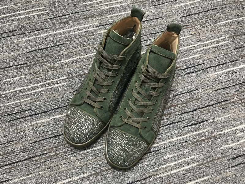 Christian Louboutin Sneakers High Top Suede Green Men Women 4