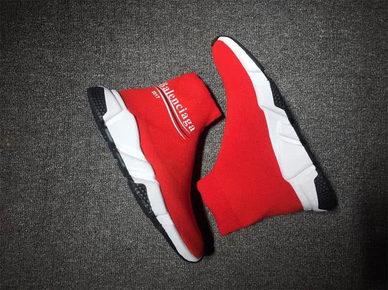 Balenciaga Speed Sock Boots Red with Logo 8